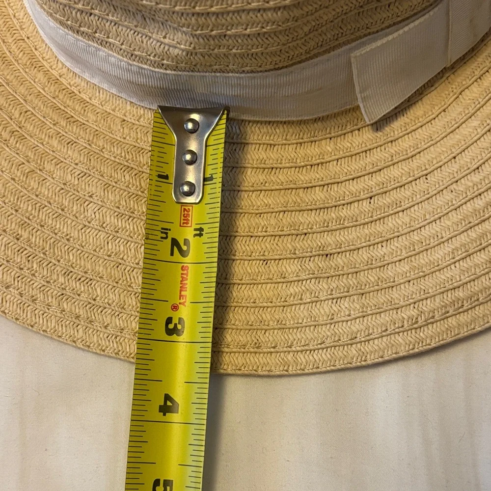 Gymboree Tan Straw Hat with White Ribbon